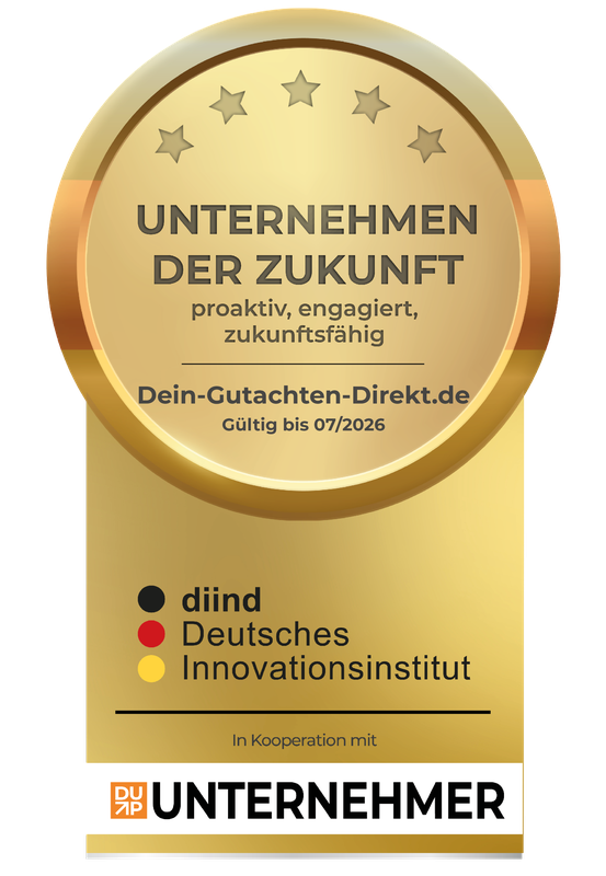 Unternehmen der Zukunft 2026 Ausgezeichnet als Unternehmen der Zukunft 2026 – Dein Gutachten Direkt